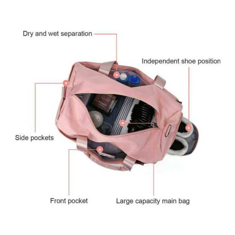ساک ورزشی اسپرت ضدآب جاکفشی دار pink